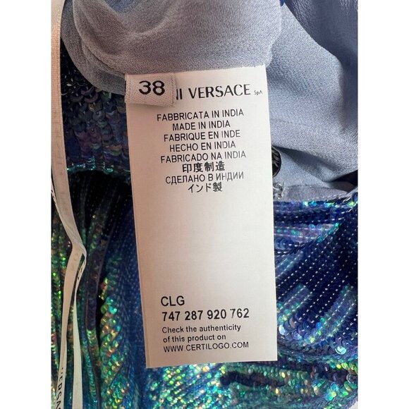 Versace Sequin Blue Couture Dress 38 - Picture 11 of 11